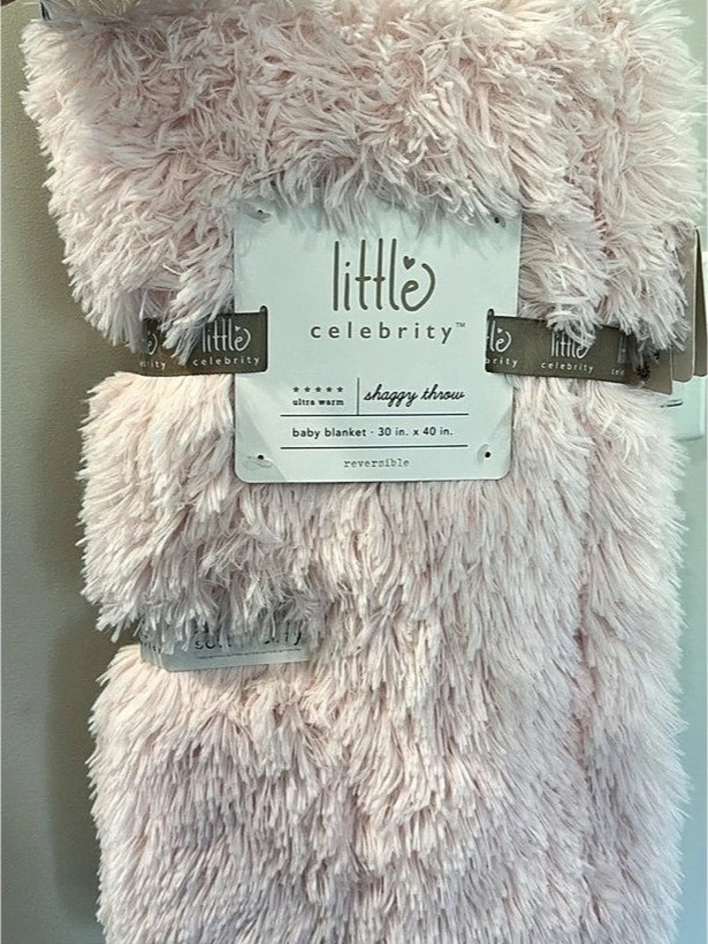 Little Celebrity Shaggy Throw Baby Blanket Pink NWT